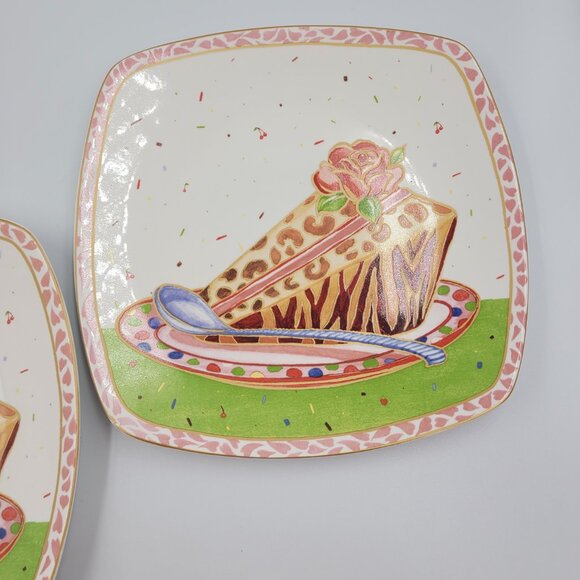 222 Fifth Sweet Confections Dessert Plates Set Sango Fine China Vintage - Picture 3 of 8